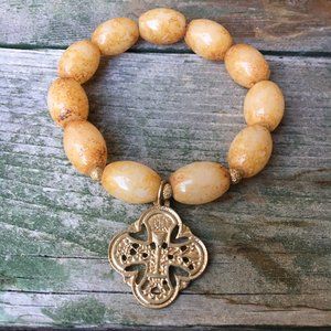 Handmade Boutique Beaded Bracelet | Cross Charm